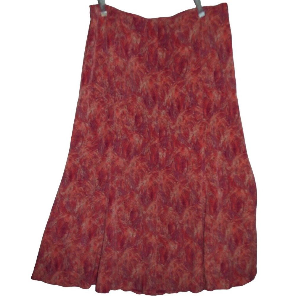 Christopher & Banks Skirt 16 Midi Dark Red Burgundy Print Gored a-line trumpet